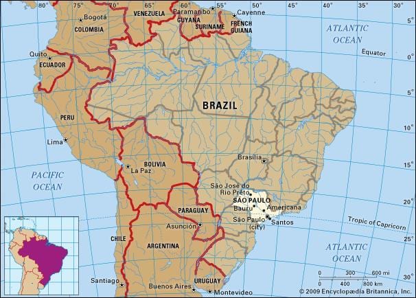 サンパウロの地理的地図