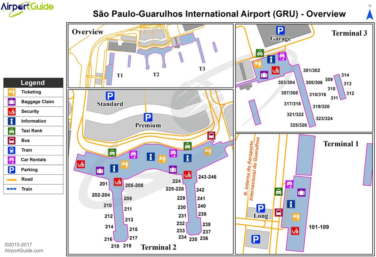 Gruサンパウロ空港ターミナルビルの地図