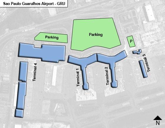 サンパウログアルーリョス国際空港ターミナルビルの地図